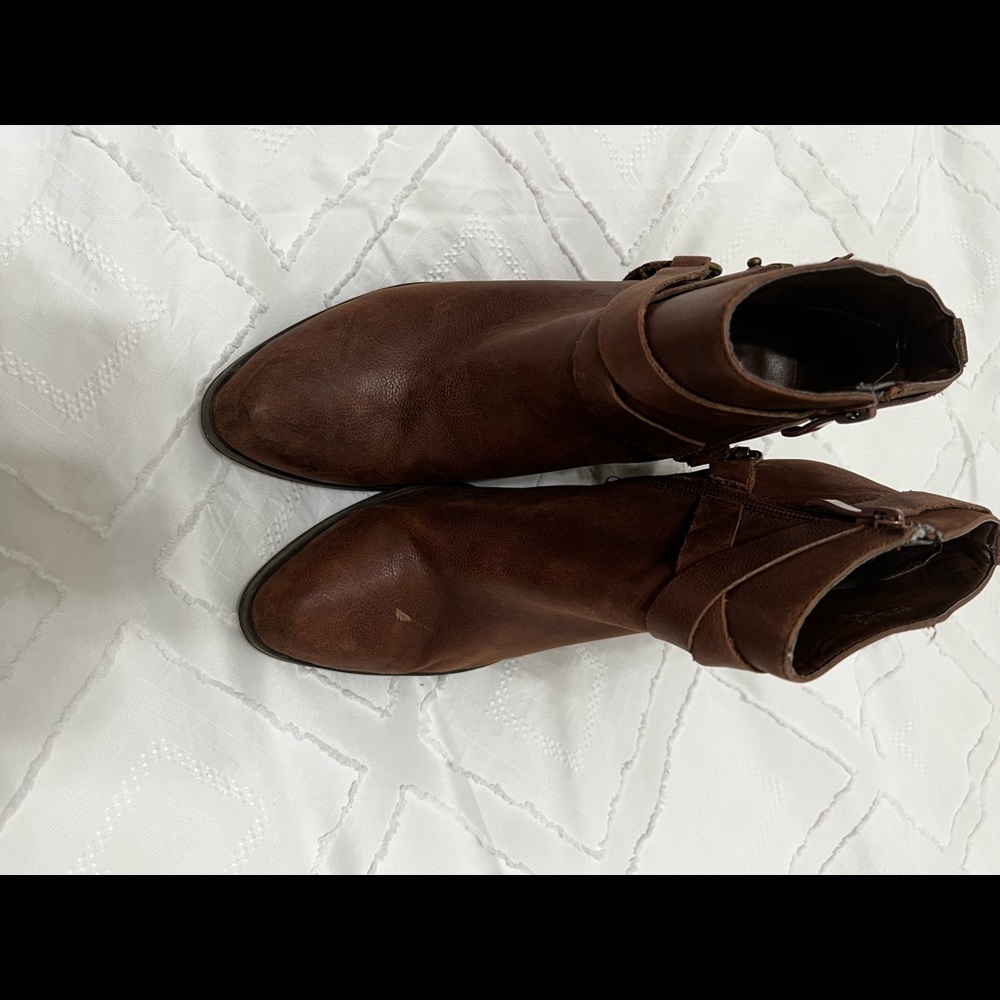 Brown heeled booties